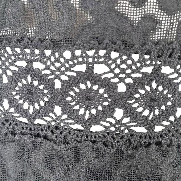 Free People Daisy Chain Semi Sheer Lace Shift Dress Womens Large Black Boho Mini - Picture 7 of 16